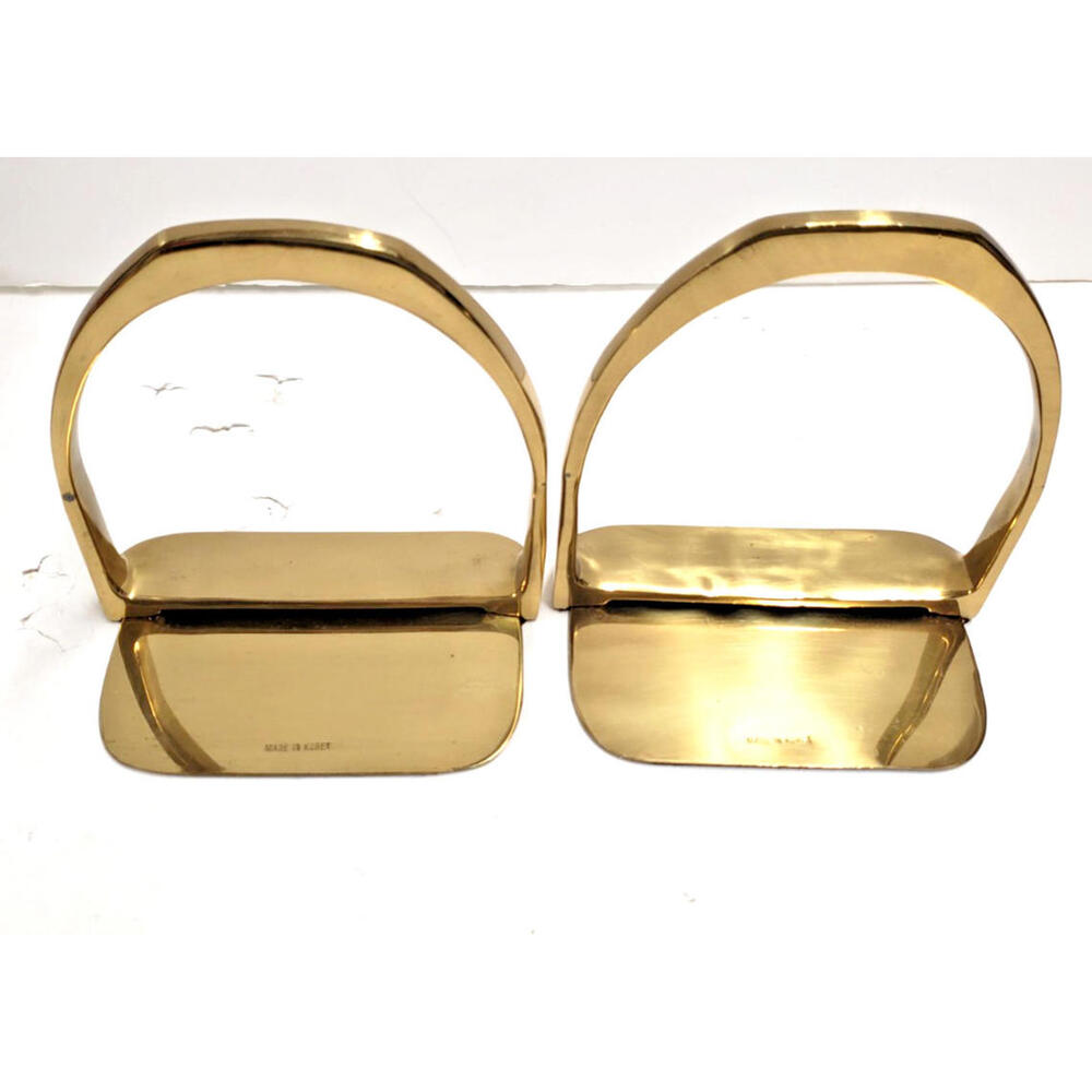 Pair of Brass Saddle Stirrups Bookend House Bit - Hermes & Gucci Style